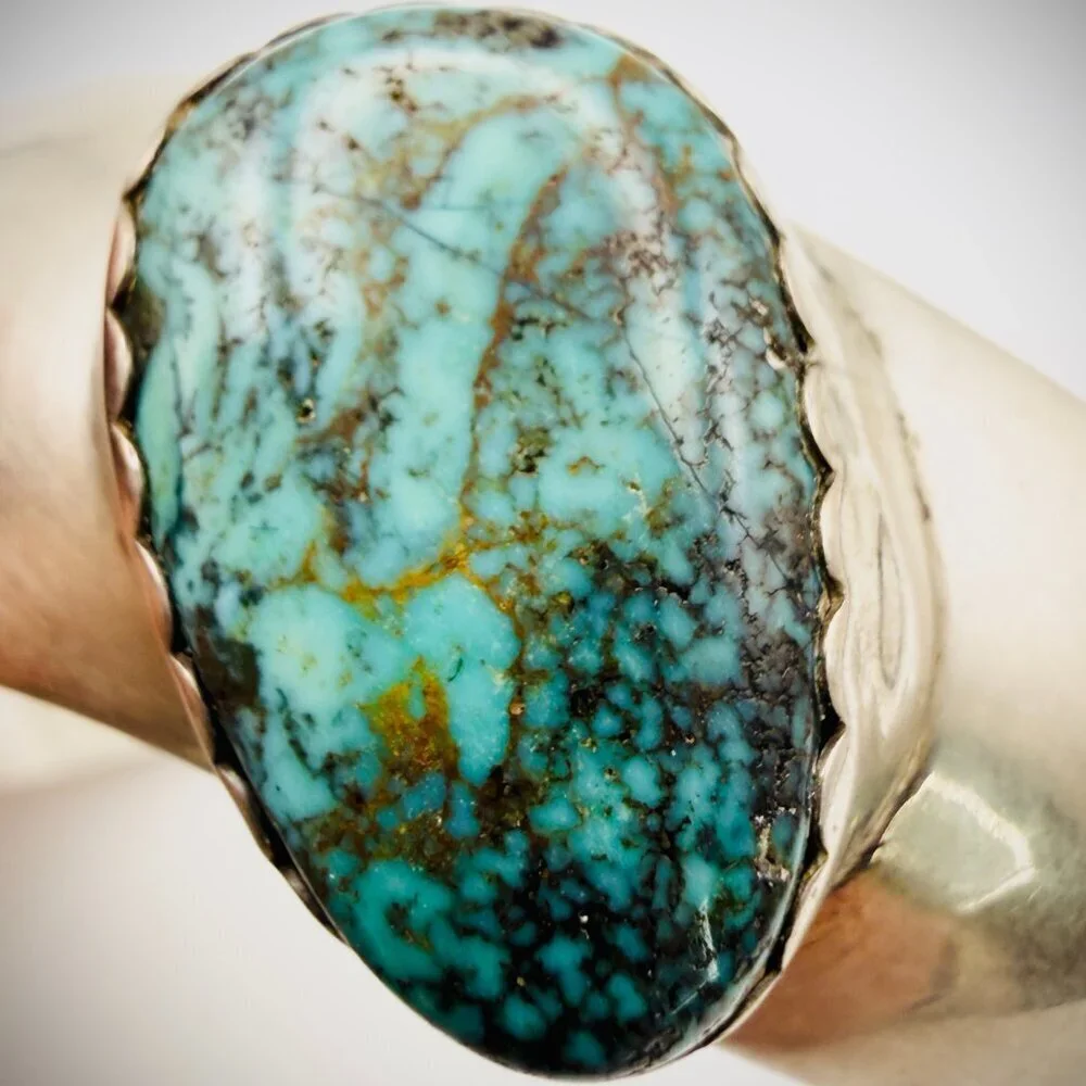 Chester Nez Navajo Sterling Turquoise Cuff Bracelet 6.5”